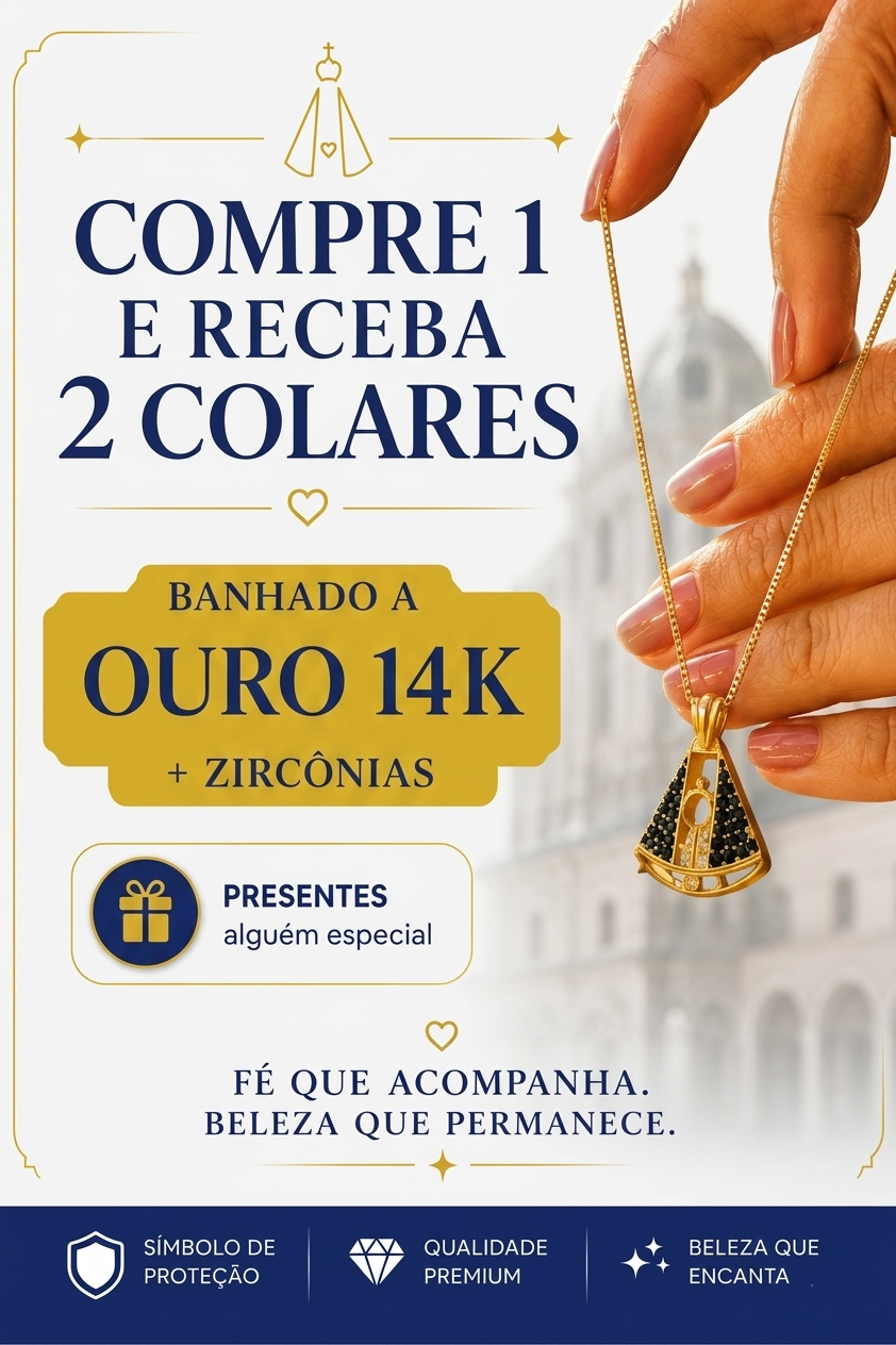 [COMPRE 1 LEVE 2] Colar Maria Nossa Senhora Aparecida - Dupla Face